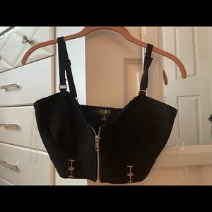 Black crop top with buckle details